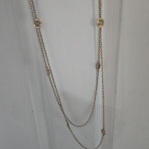 Vintage 80s Celebrity Looking Glass Gold-Tone Necklace💫